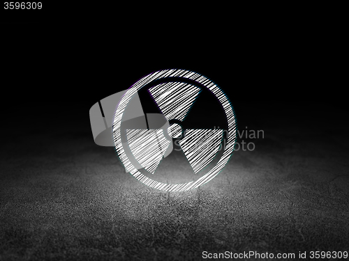 Image of Science concept: Radiation in grunge dark room