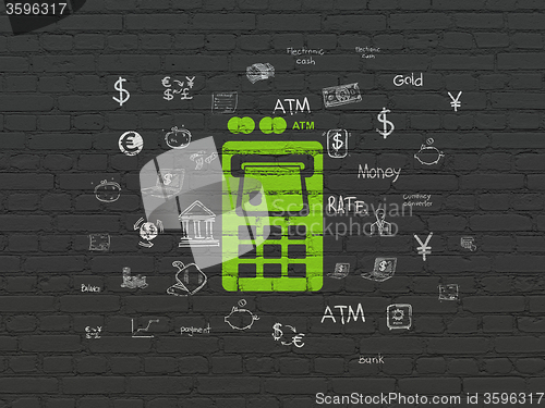 Image of Banking concept: ATM Machine on wall background