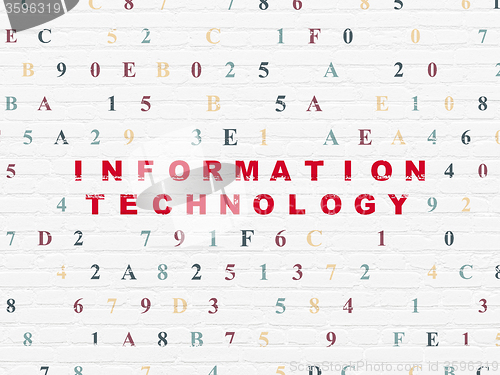 Image of Data concept: Information Technology on wall background