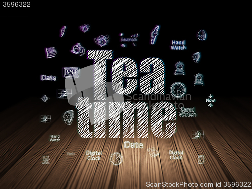 Image of Timeline concept: Tea Time in grunge dark room