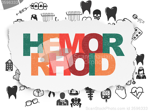 Image of Health concept: Hemorrhoid on Torn Paper background