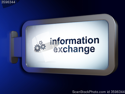 Image of Data concept: Information Exchange and Gears on billboard background