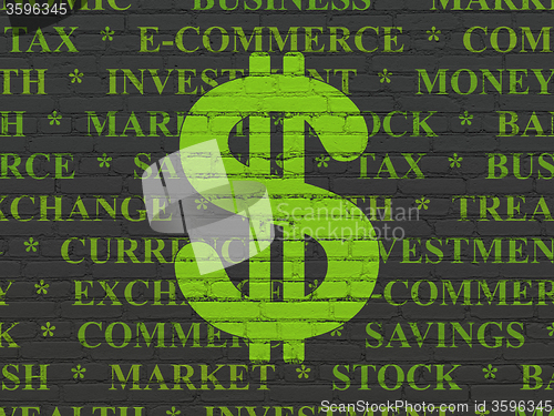 Image of Currency concept: Dollar on wall background