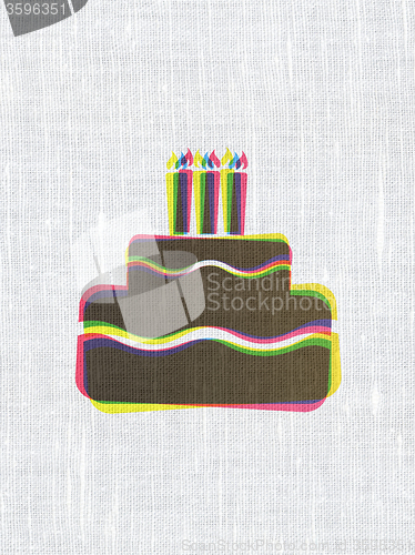 Image of Entertainment, concept: Cake on fabric texture background