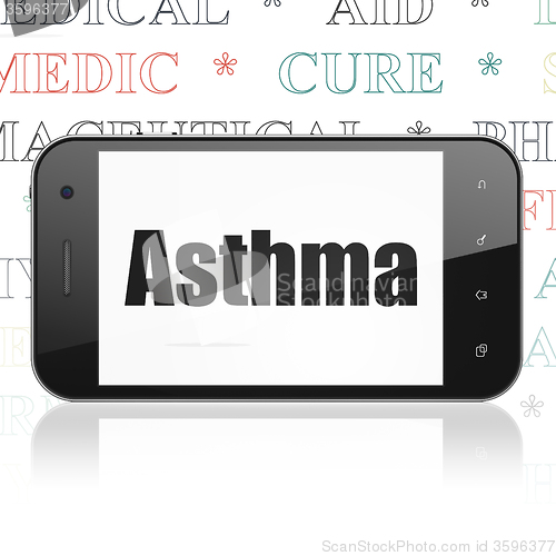 Image of Healthcare concept: Smartphone with Asthma on display