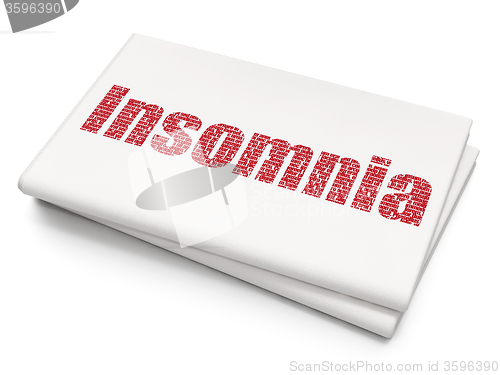 Image of Medicine concept: Insomnia on Blank Newspaper background