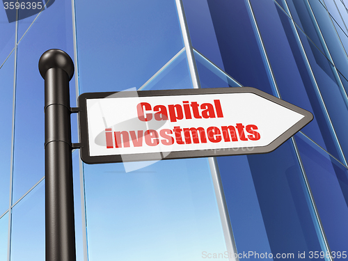 Image of Money concept: sign Capital Investments on Building background