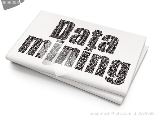 Image of Data concept: Data Mining on Blank Newspaper background