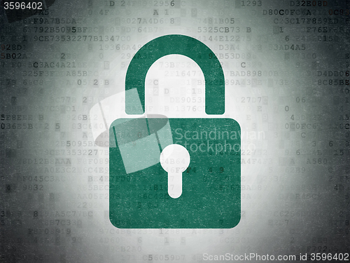 Image of Information concept: Closed Padlock on Digital Paper background