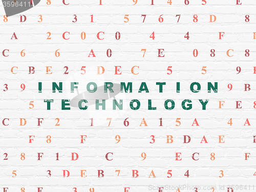 Image of Data concept: Information Technology on wall background