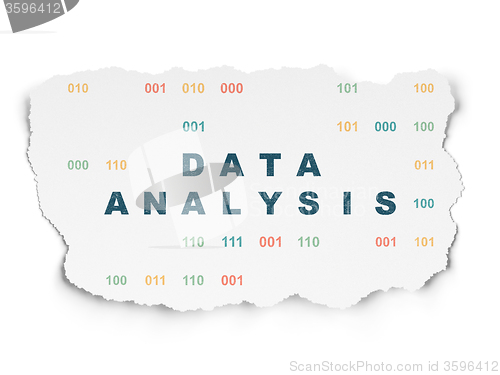 Image of Data concept: Data Analysis on Torn Paper background