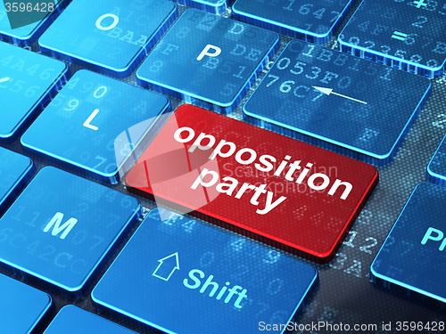 Image of Political concept: Opposition Party on computer keyboard background