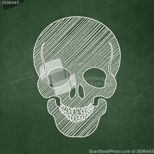Image of Healthcare concept: Scull on chalkboard background