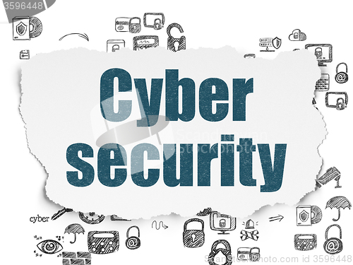 Image of Protection concept: Cyber Security on Torn Paper background