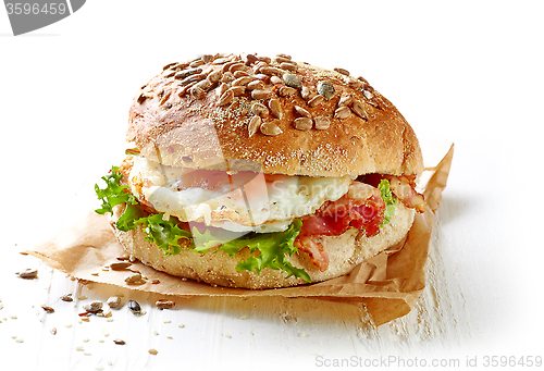 Image of healthy sandwich on white background