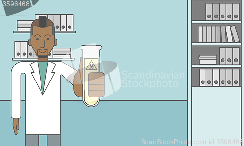 Image of Laboratory assistant with test tube.