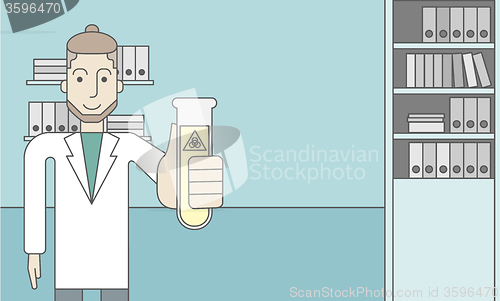 Image of Laboratory assistant with test tube.