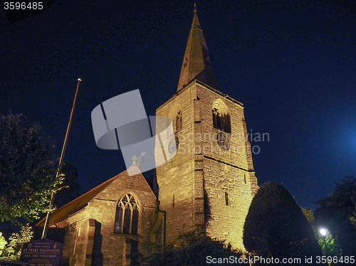 Image of St Mary Magdalene church in Tanworth in Arden at night