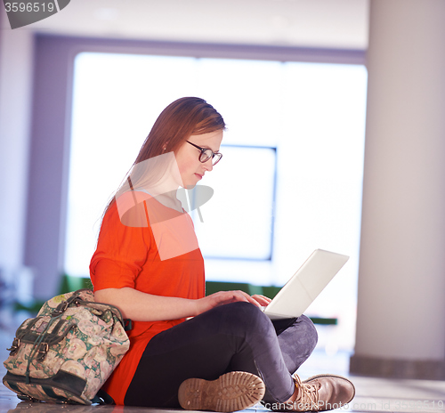 Image of student girl with laptop computer