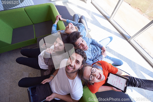 Image of students group working on school  project  together