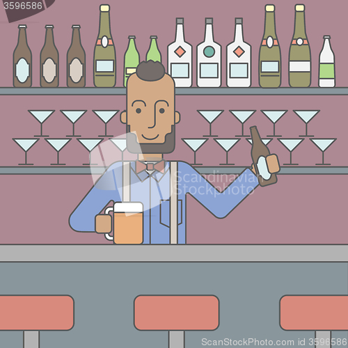 Image of Barman in the pub.