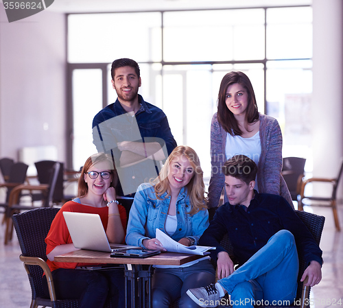 Image of students group standing together as team