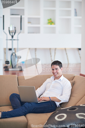 Image of working on laptop computer from home