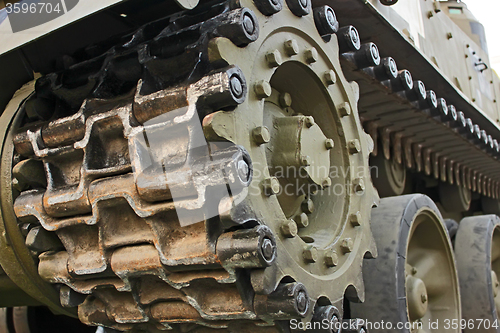 Image of Tracked military equipment, close-up