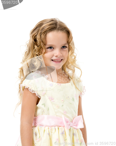 Image of Little Girl in a Light Dress Posing
