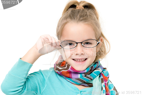 Image of Little Girl in Eyeglasses Posing