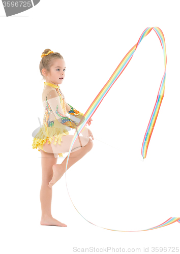 Image of Little Gymnast Practicing with a Ribbon