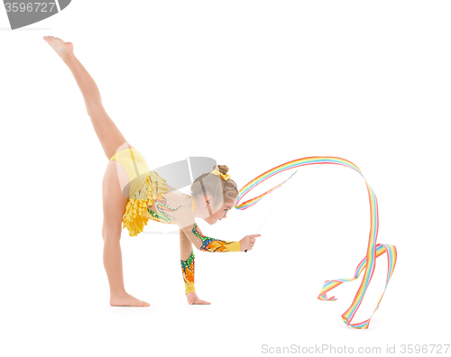 Image of Little Gymnast Practicing with a Ribbon