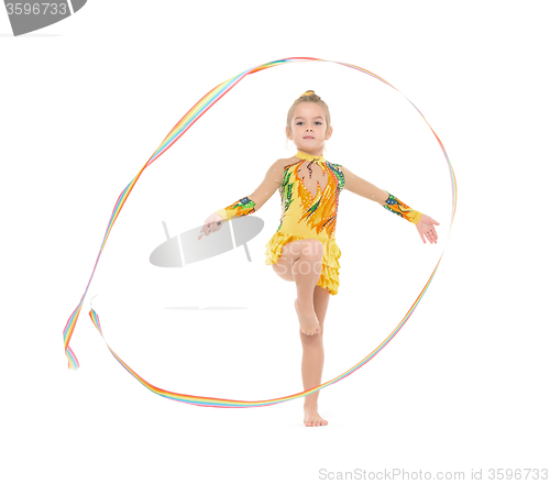 Image of Little Gymnast Practicing with a Ribbon