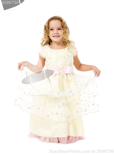 Image of Little Girl in a Light Dress Posing