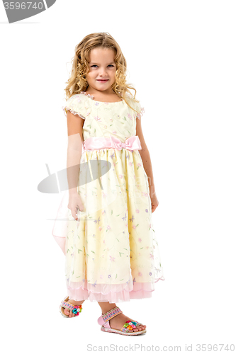 Image of Little Girl in a Light Dress Posing