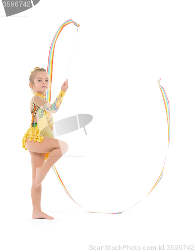 Image of Little Gymnast Practicing with a Ribbon