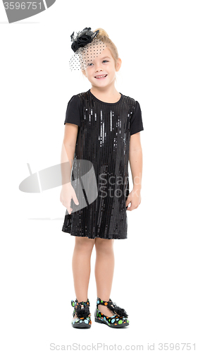 Image of Little Girl in a Black Dress Posing