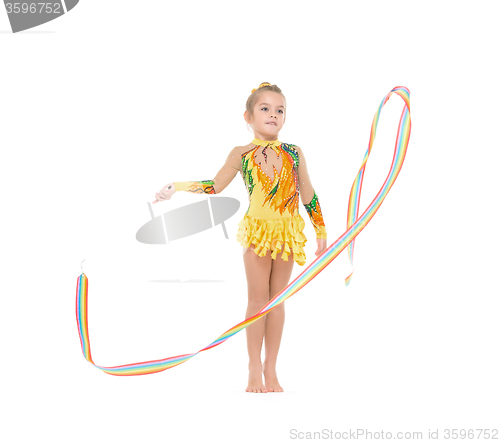 Image of Little Gymnast Practicing with a Ribbon