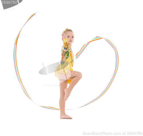 Image of Little Gymnast Practicing with a Ribbon