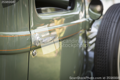 Image of Detail Abstract of Vintage Car Door and Handle