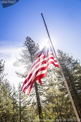Image of Dramatic Half Mast American Flag