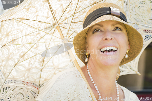 Image of 1920s Dressed Girl with Parasol Portrait