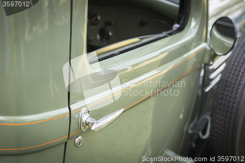 Image of Detail Abstract of Vintage Car Door and Handle