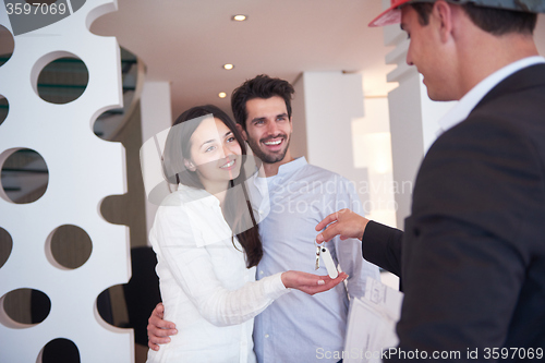 Image of couple buying new home with real estate agent