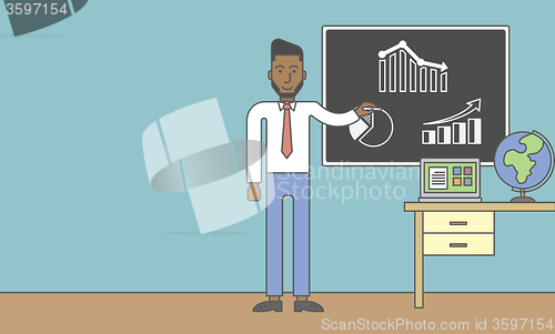 Image of Man with blackboard.