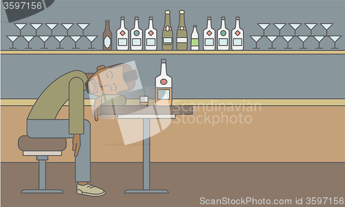 Image of Man sleeping in bar. 