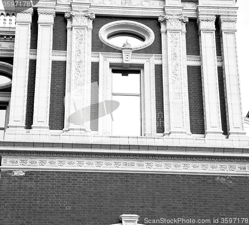 Image of window in europe london old red brick wall and      historical 