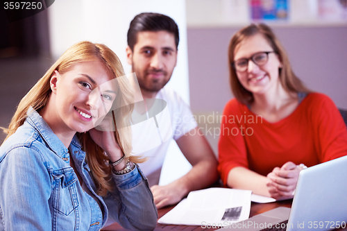 Image of students group standing together as team