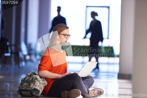 Image of student girl with laptop computer