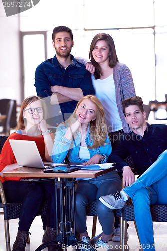 Image of students group standing together as team